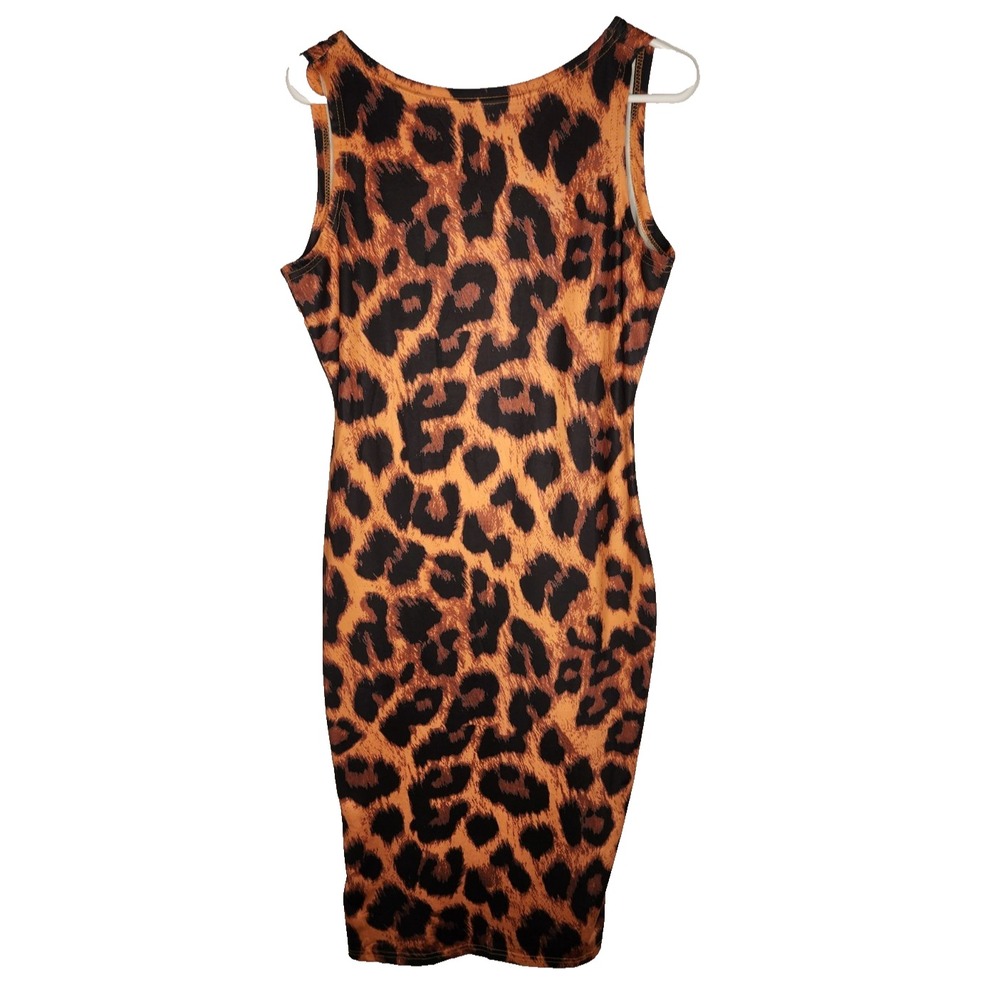 ChicMe Womens Leopard Print Sleeveless Bodycon Mini Dress‎ Size XL